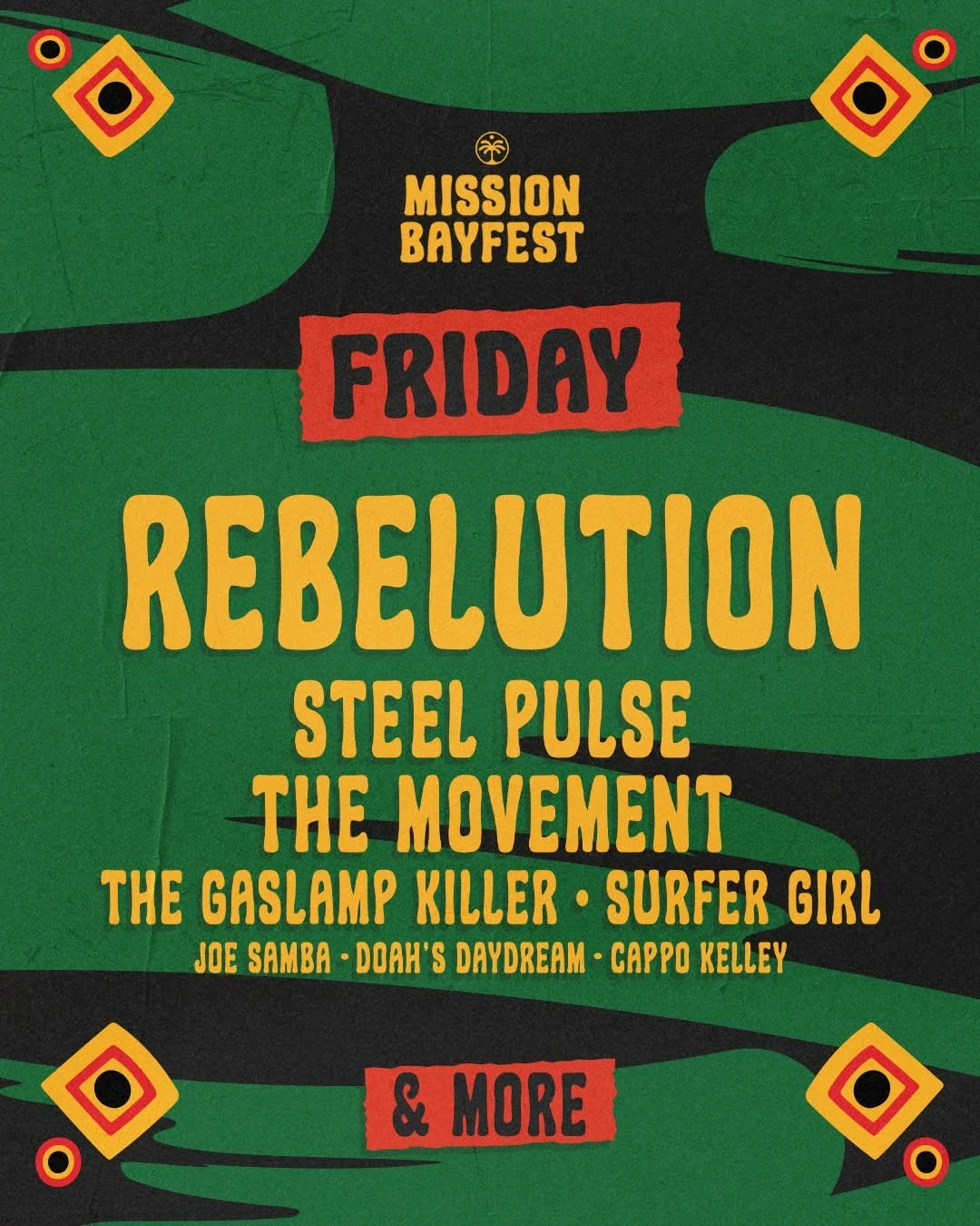Mission Bayfest 2026 lineup poster for Friday